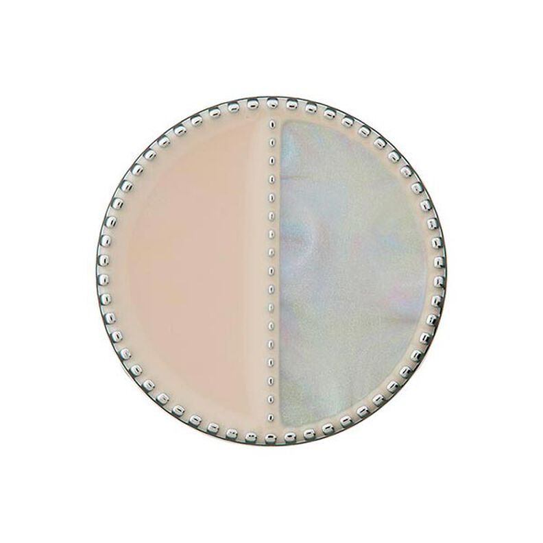 Botón de poliéster con ojal de metal [ Ø23 mm ] – gris/beige,  image number 1
