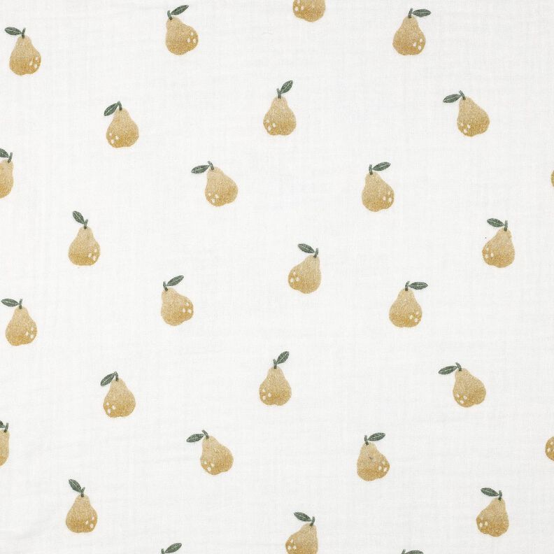 Muselina/doble arruga Pera Impresión digital | Poppy Fabrics – blanco/amarillo aceituna,  image number 1