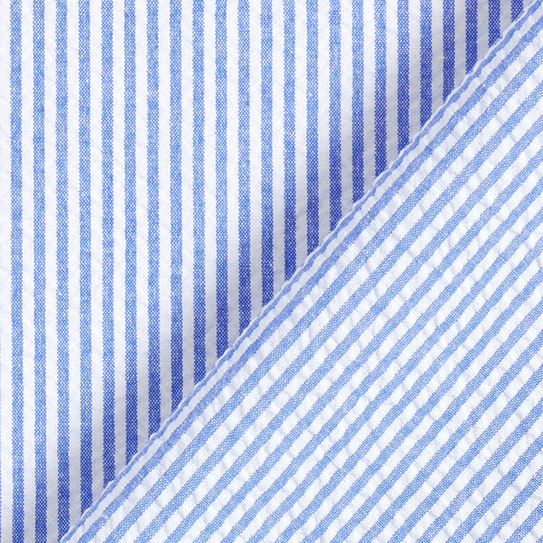 Tela Seersucker Mezcla de algodón Rayas – azul real/blanco lana,  image number 4