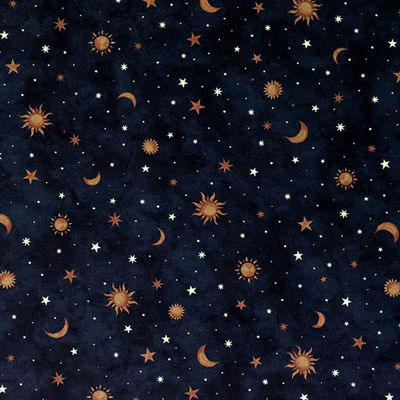 Tela decorativa Cielo nocturno Brilla en la oscuridad – dorado/azul marino,  image number 13