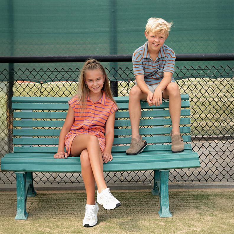 Jersey de rizo Rayas | Poppy Fabrics &ndash; azul gris&aacute;ceo p&aacute;lido/cobre,  image number 6