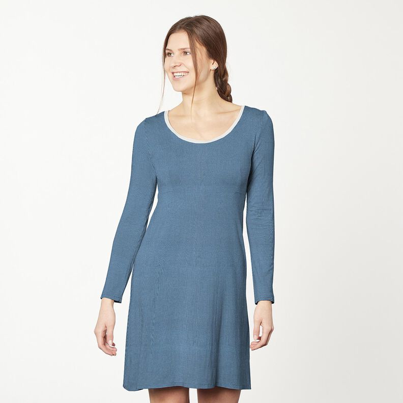 Jersey canelado Textura fina 2-1-1-1 – azul vaquero,  image number 7