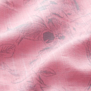 Mezcla de viscosa y algodón ligera Flores tropicales – rosa/caña | Retazo 100cm, 