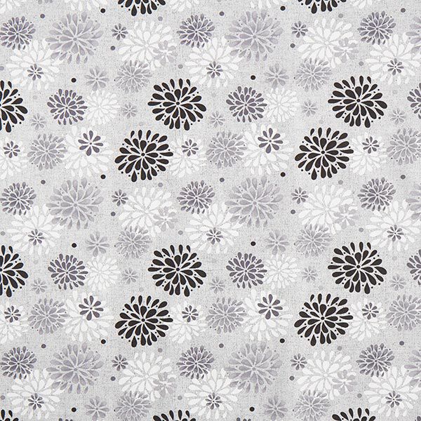 Tela decorativa Lona Flores – gris/blanco,  image number 1