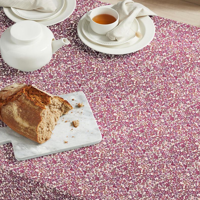 Tela de algod&oacute;n Cretona Cama floral &ndash; crema/uva,  image number 5