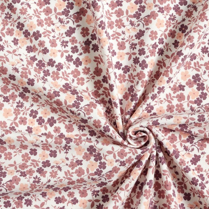 Tela de jersey de algod&oacute;n Mar de flores &ndash; blanco/lila,  image number 3