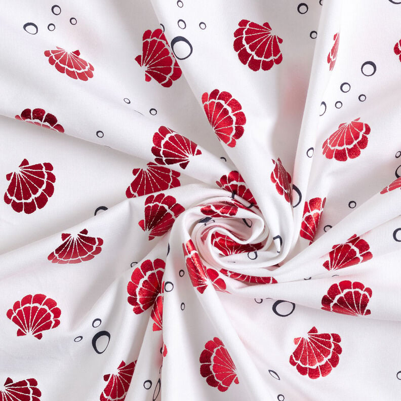 Tela de jersey de algodón Conchas Metálico – blanco/rojo,  image number 5