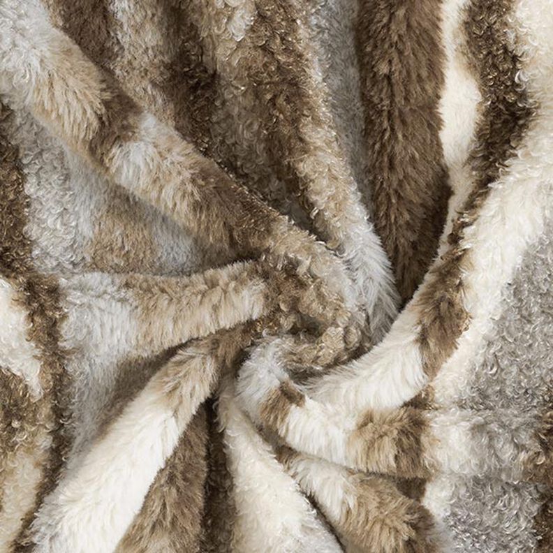 Piel sintética con rayas abstractas – blanco lana/gris pardo,  image number 3