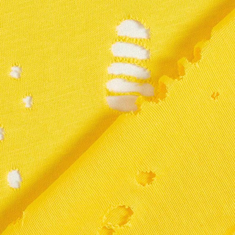 Tela de jersey de algodón Destroyed – amarillo limón,  image number 5