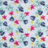 Tela de algodón flores tropicales – azul claro,  thumbnail number 1