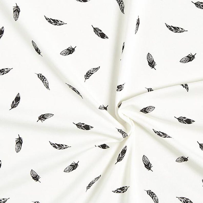 Tela de jersey de algodón Plumas – blanco lana,  image number 3