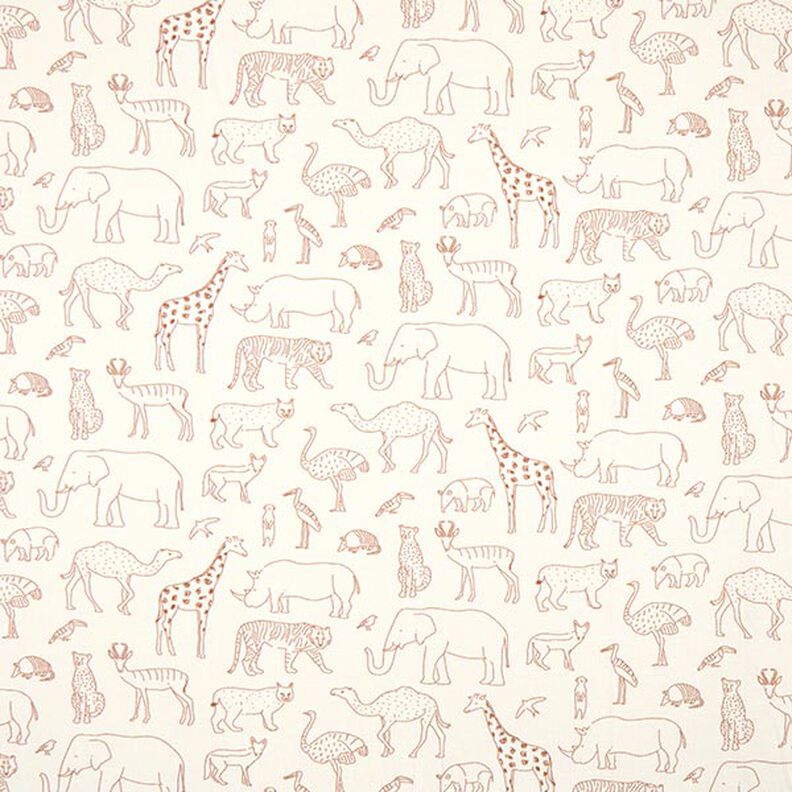 Felpa francesa veraniega Animales de safari dibujados – beige claro,  image number 1