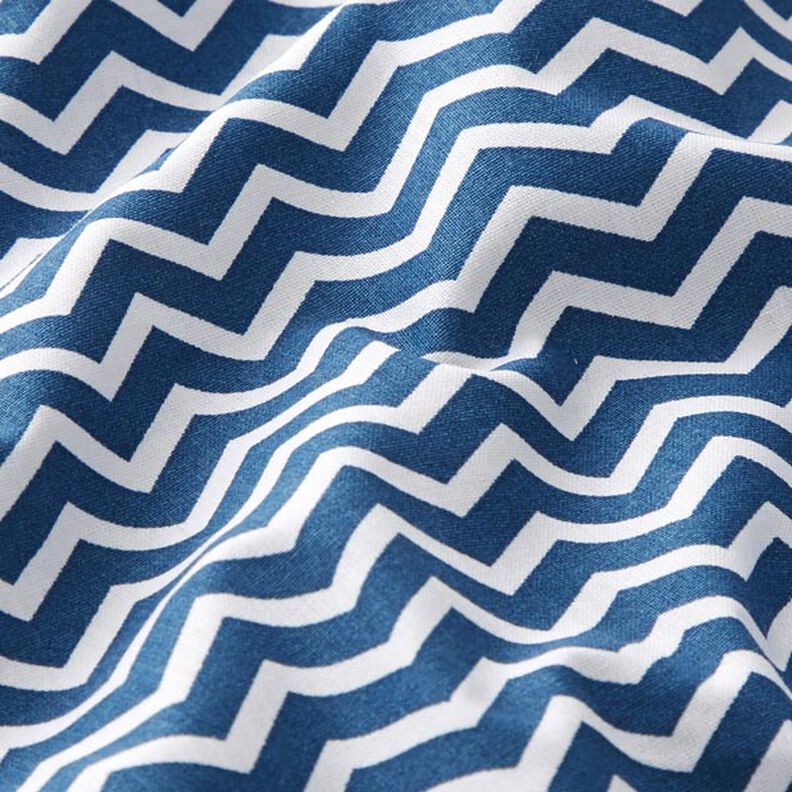 Tela de algodón Cretona Zig zag – azul marino/blanco,  image number 2