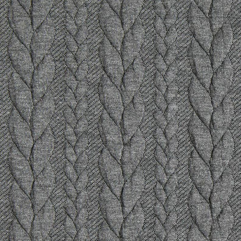 Tela de jersey jacquard Cloqué Punto trenzado – gris oscuro,  image number 1