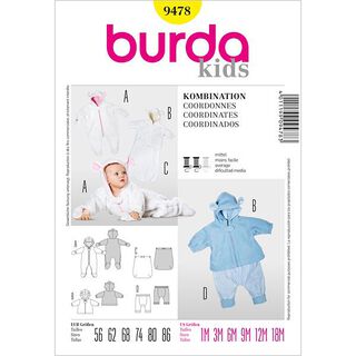 Combinación para bebés, Burda 9478, 