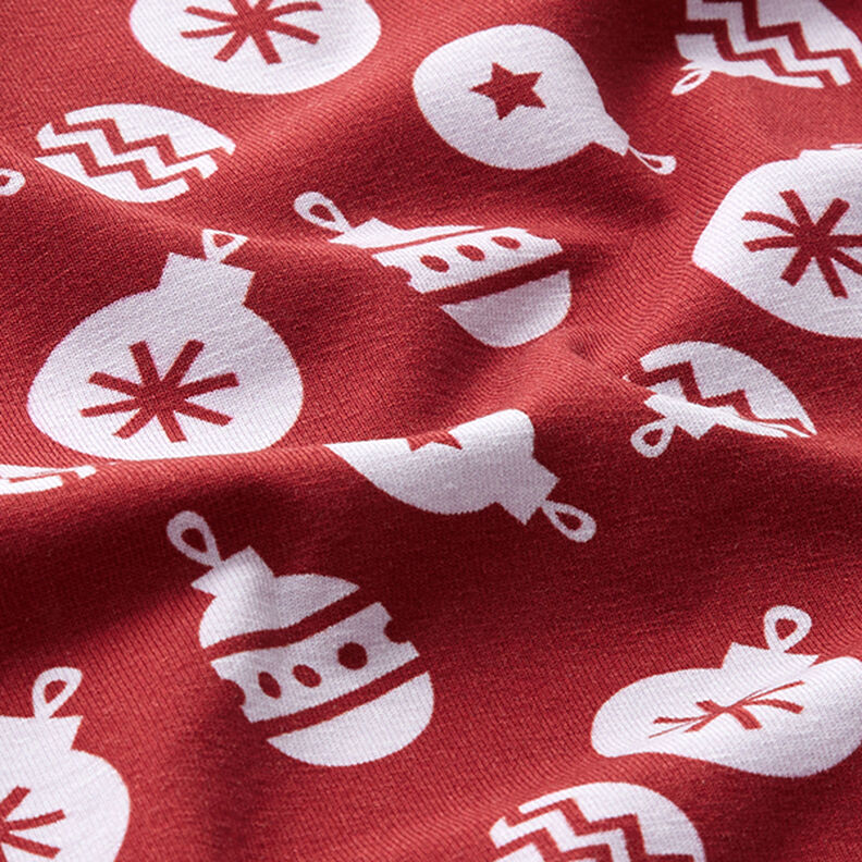 Jersey de algodón con bolas de árbol de Navidad – carmín,  image number 2