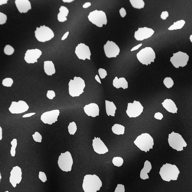 Tela de viscosa con puntos irregulares – negro/blanco,  image number 2