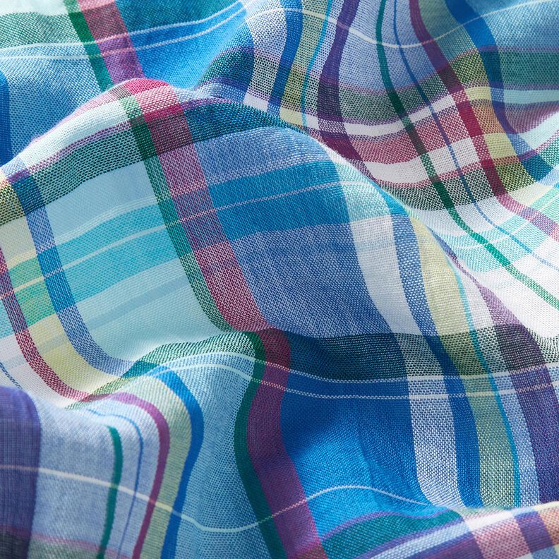 Mezcla de algodón ligero con cuadros de colores – azul,  image number 2