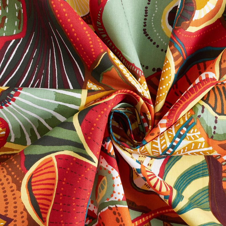 Tela de algodón Cretona Flores folclóricas – carmín/petroleo,  image number 3