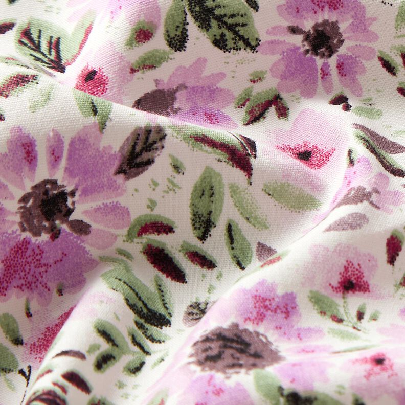 Popelina de algodón mar de flores – violeta pastel/blanco,  image number 2