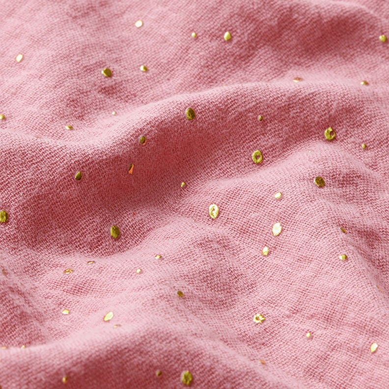 Muselina de algodón con manchas doradas dispersas – rosa/dorado,  image number 2