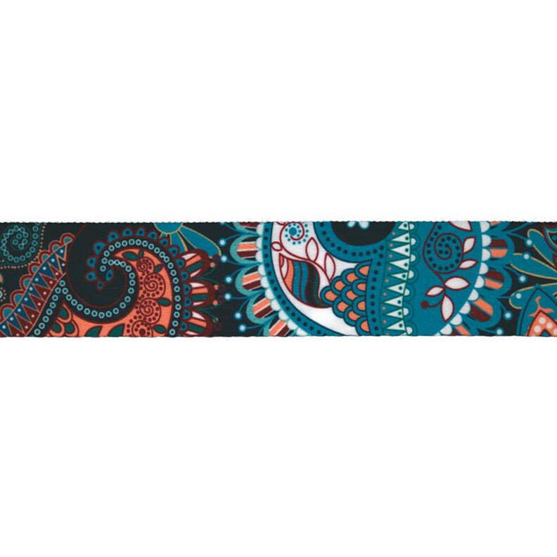 Cinta para cinturón  Floral [ Ancho: 40 mm ] – azul turquesa/azul marino,  image number 1