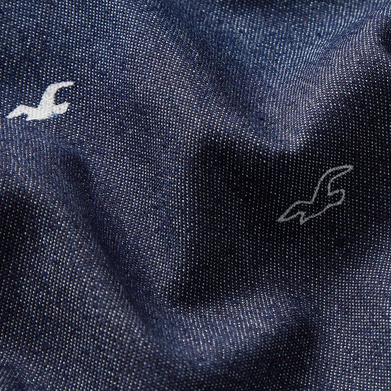 Tela vaquera ligera elástica con gaviotas – azul marino,  image number 3
