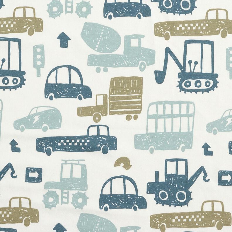 Felpa francesa veraniega Veh&iacute;culos garabateados &ndash; blanco/azul,  image number 1