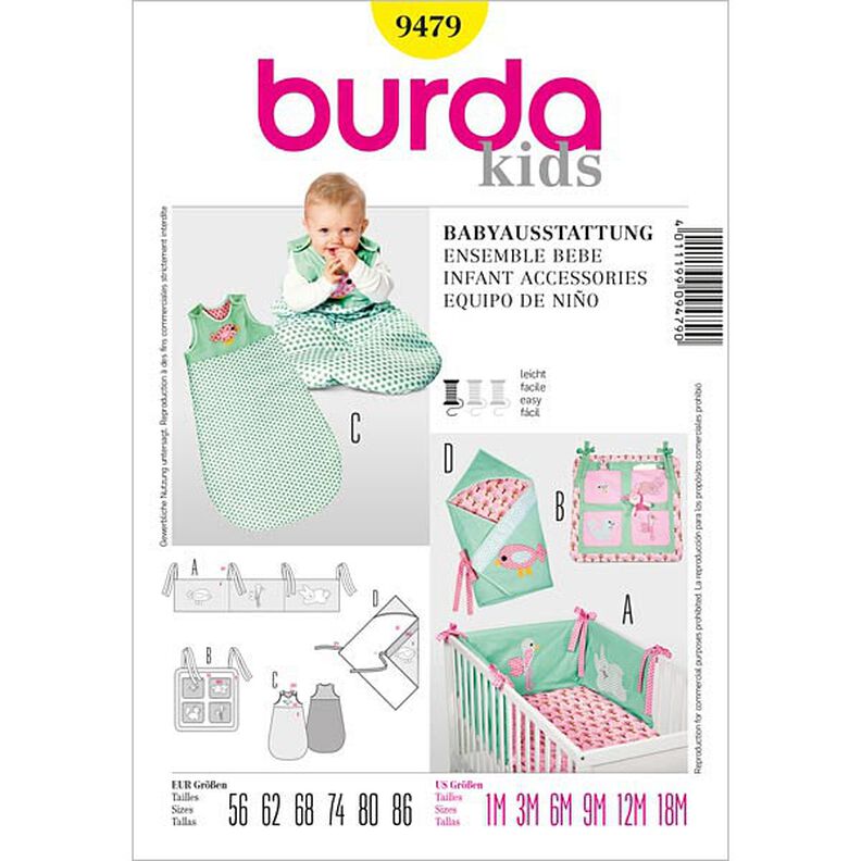 Combinación para bebés, Burda 9479,  image number 1