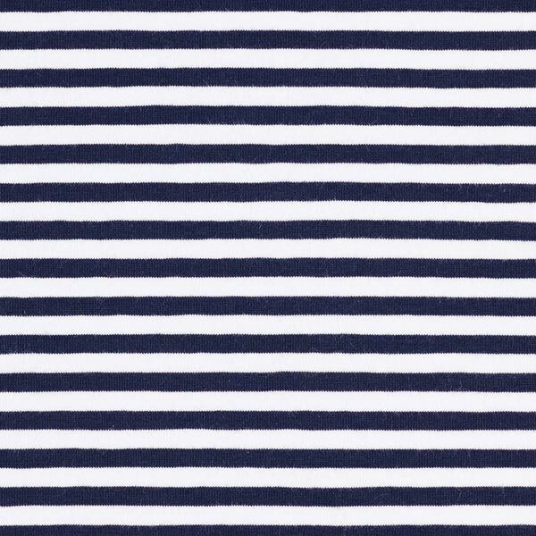 Tela de jersey de algodón Rayas delgadas – azul marino/blanco,  image number 1