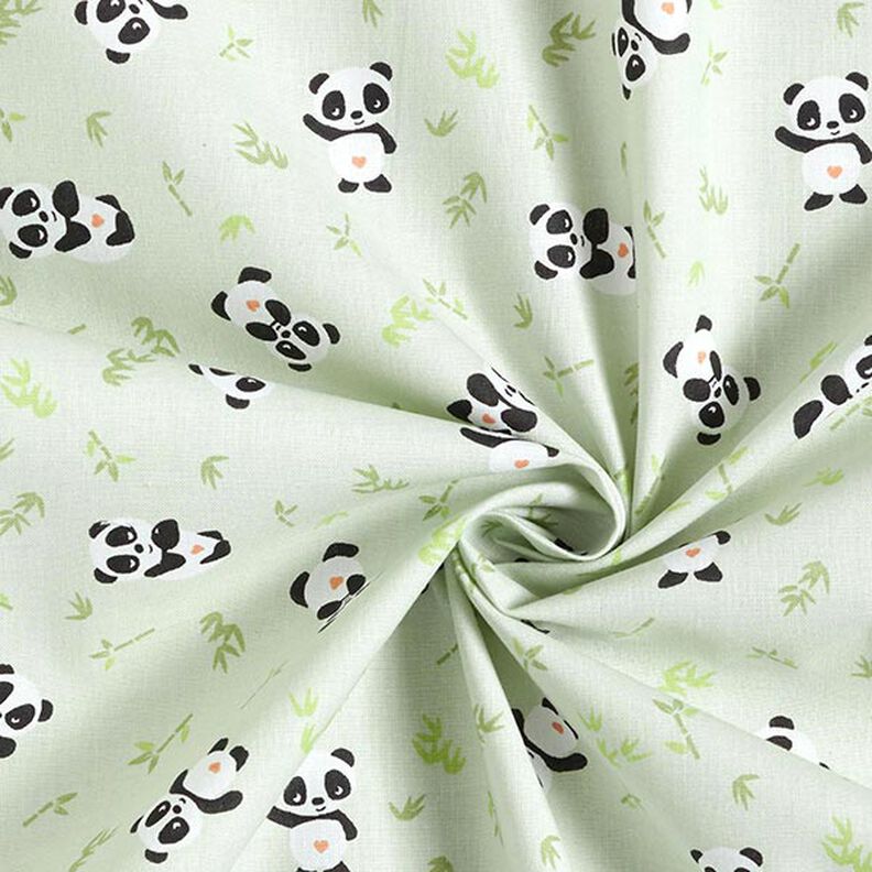 Tela de algodón Cretona panda tierno – verde,  image number 3