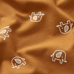 Tela de jersey de algodón Elefantes bebé – bronce, 