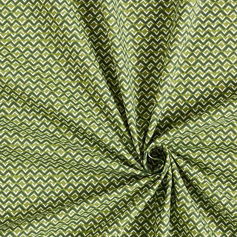 Tela de algodón Cretona Zigzag étnico – verde,  image number 3