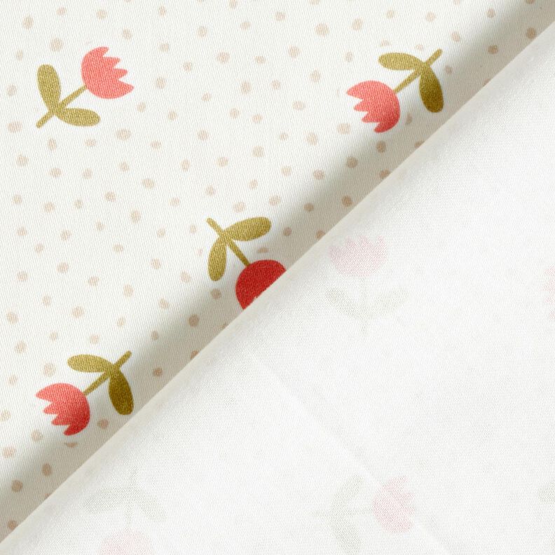 Tela decorativa Satén de algodón Bonitos tulipanes – marfil/langosta,  image number 4