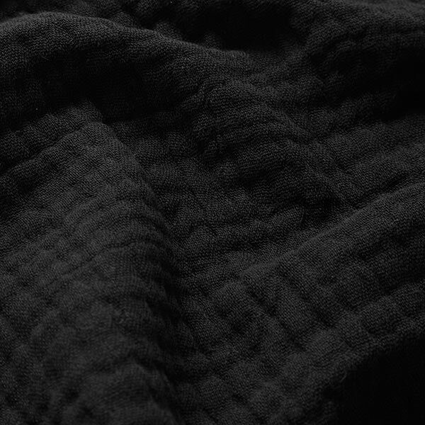 GOTS Muselina de algodón de tres capas – negro,  image number 3