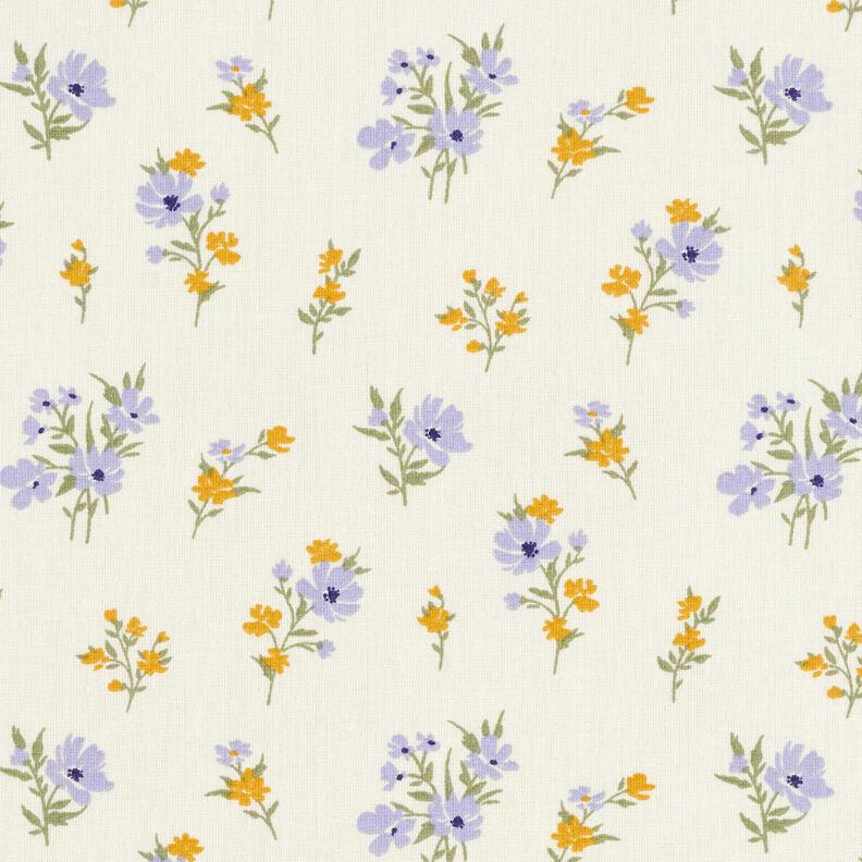 Tela de algodón Cretona Mini flores – crema/lila,  image number 1