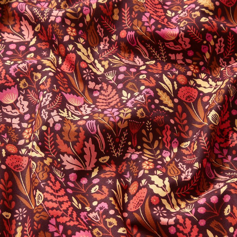 Tela de algodón Cretona Flores silvestres – merlot/púrpura,  image number 2