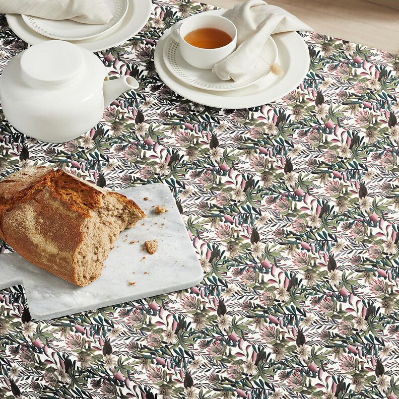 Tela decorativa Lona Flores adornadas &ndash; marfil/pino oscuro,  image number 6