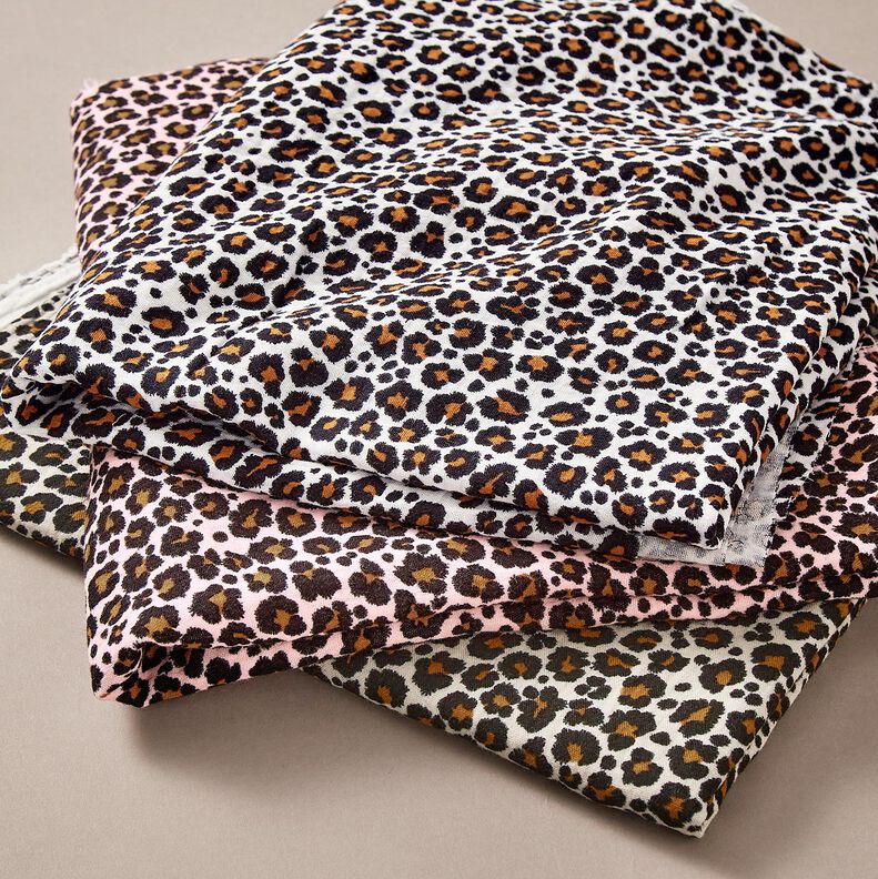 Muselina/doble arruga Estampado de leopardo – marrón claro/negro,  image number 5