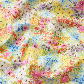 Tela de algodón Popelina Flores coloridas – lavanda/azul, 