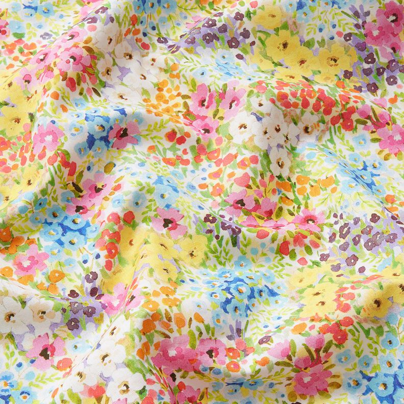 Tela de algodón Popelina Flores coloridas – lavanda/azul,  image number 2