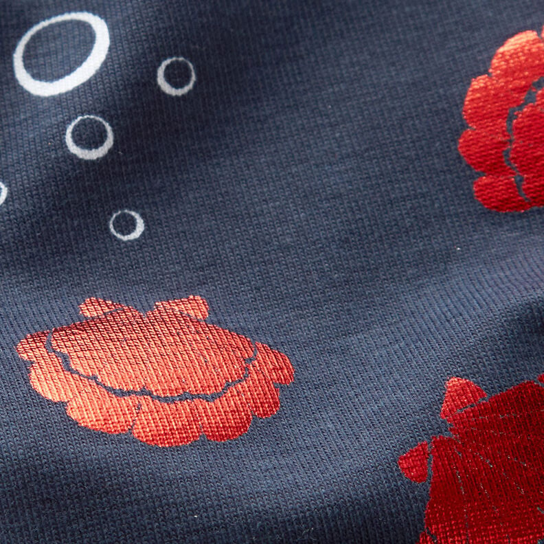 Tela de jersey de algodón Conchas Metálico – azul negro/rojo,  image number 4