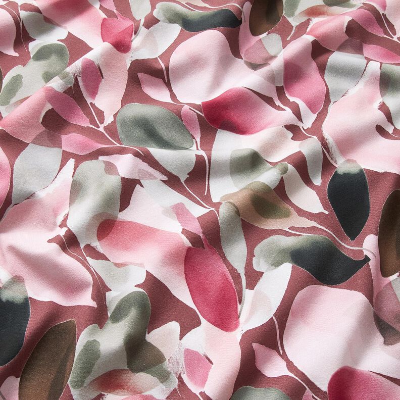 Tela de jersey de algodón Impresión digital de flores de acuarela – malva/caña,  image number 2