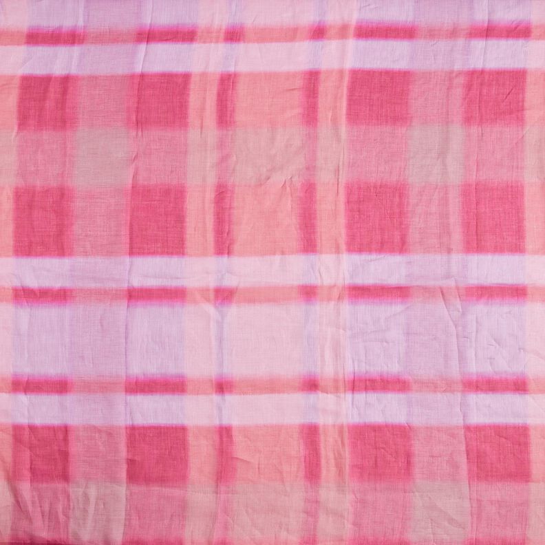Gasa de ramio con cuadros tie-dye – rosa intenso,  image number 1