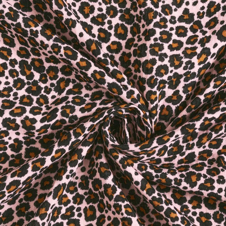 Muselina/doble arruga Estampado de leopardo – rosado/negro,  image number 3