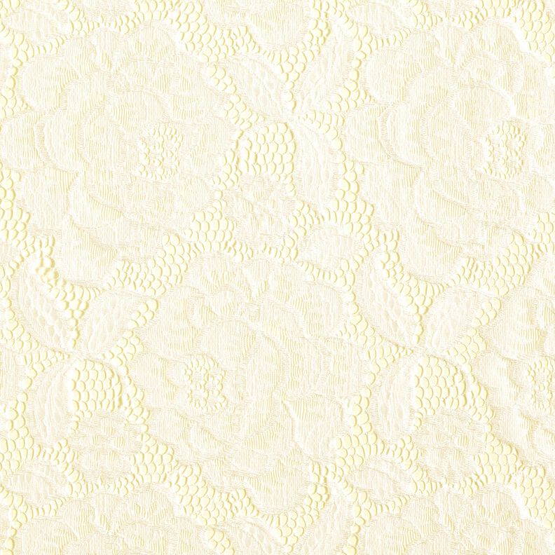 Encaje elástico Flores y hojas – blanco lana,  image number 1