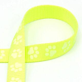 Cinta tejida reflectante Correa para perro Patas [20 mm] – amarillo neon, 