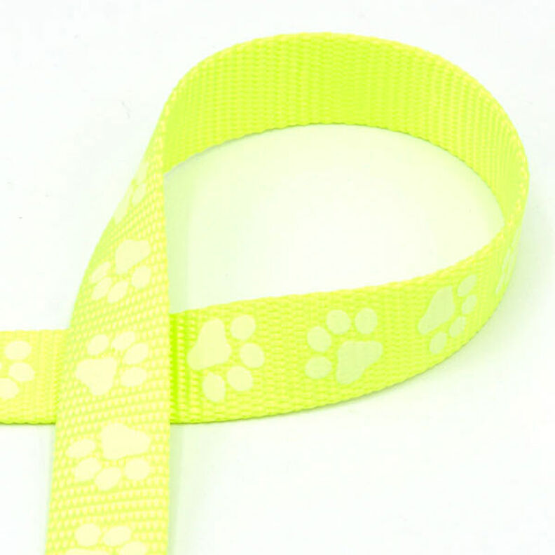 Cinta tejida reflectante Correa para perro Patas [20 mm] – amarillo neon,  image number 1
