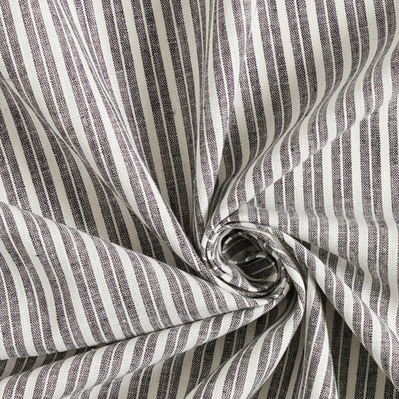 Mezcla de lino y algodón Rayas anchas – negro/blanco lana,  image number 3