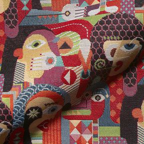 Tela decorativa tapiz con caras abstractas – negro, 